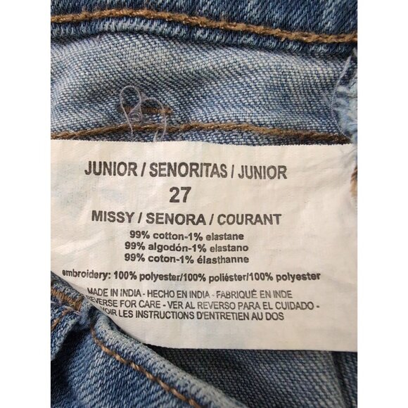 William Rast Crop Flare Jeans Womens 27 Blue Frayed Hem Stretchy Festival Boho - Picture 8 of 12